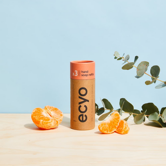 Ecyo Hand Soap Refills – cylinder of concentrated soap pods for foaming dispensers. Mandarin and Bergamot scented.