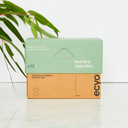 Ecyo Eco Laundry Capsules 30 pods in cardboard packaging.